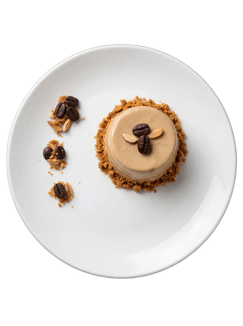 Coffee mousse in a glass with a layer of dark chocolate