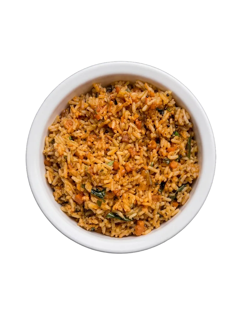 Vegetable fried rice wok-tossed with mixed vegetables and soy